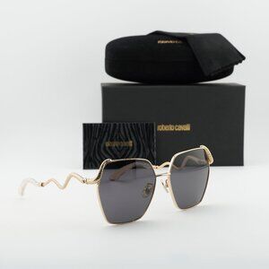Roberto Cavalli SRC035M 0300 Geometric Sunglasses - Gold/Grey